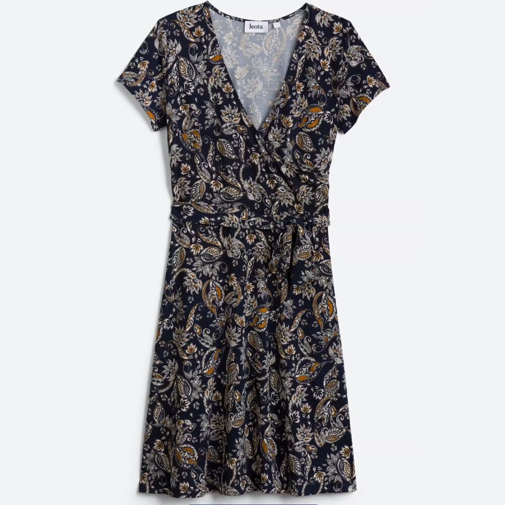 Navy Blue Paisley Dress, Size Medium